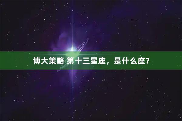 博大策略 第十三星座，是什么座？